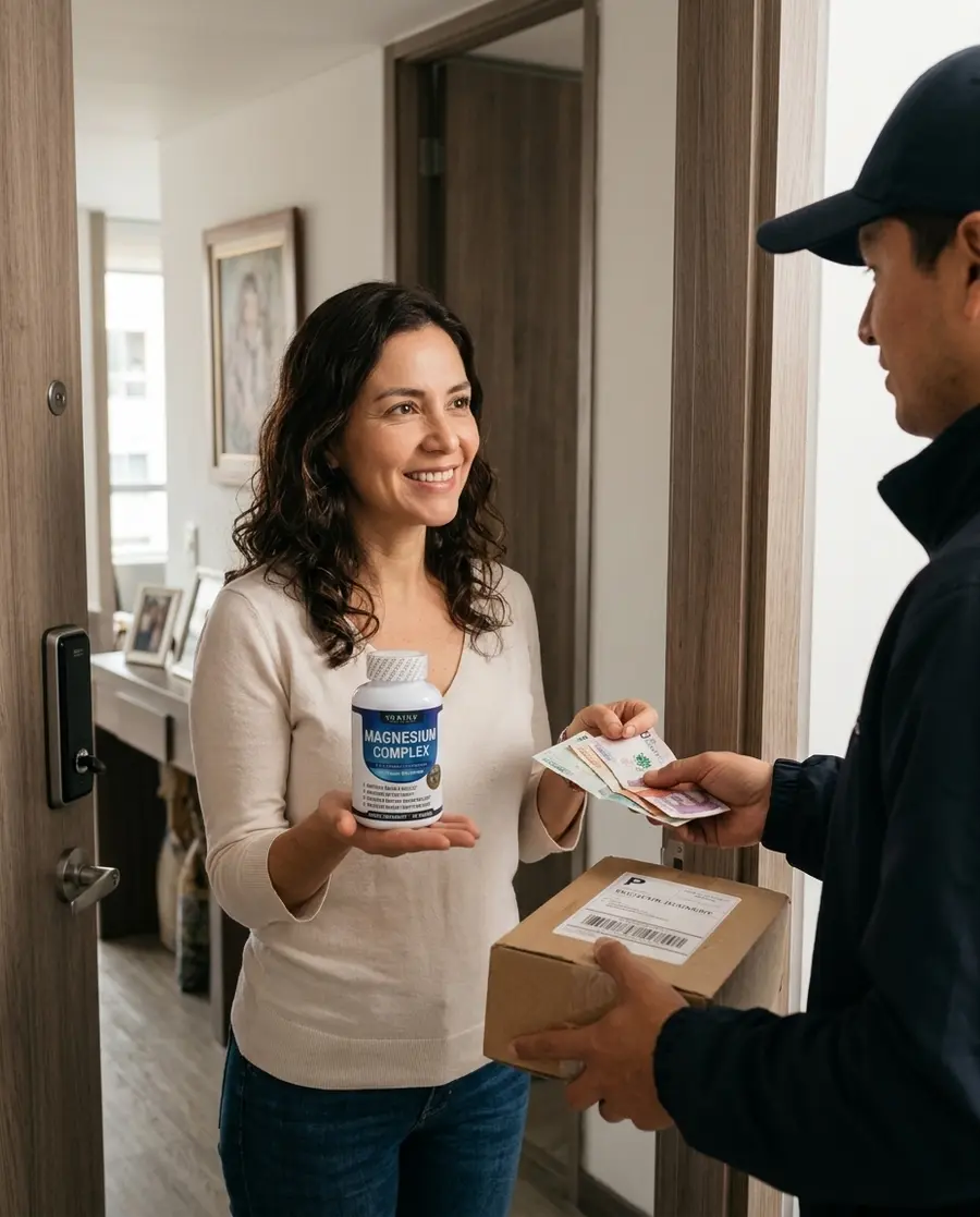 Cliente recibe su Magnesio Complex en casa y paga contra entrega